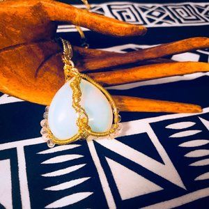 Heart Opalite Handmade wire wrapped necklace